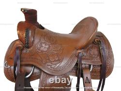 Western Saddle Wade Roping Ranch Afork Tooled Leather Wood Tree 15 16 17 18 Used