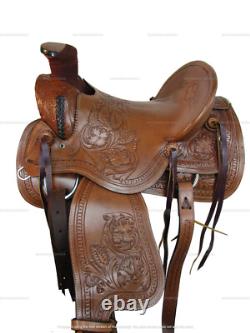 Western Saddle Wade Roping Ranch Afork Tooled Leather Wood Tree 15 16 17 18 Used