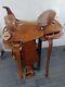 Western Saddle With Oastrich Laether Seat On Tan Brown Carbin Leather Size 14 15