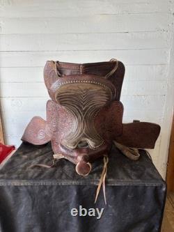 Western Saddle, brown leather, size 24