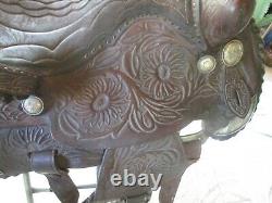 Western Show Saddle Silver Trimed & Tooled Leather Burbank Saddlery Ohio USA