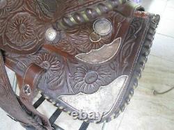 Western Show Saddle Silver Trimed & Tooled Leather Burbank Saddlery Ohio USA