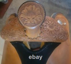Western Show saddle exceptionally beautiful Circle Y 16' headstall, Reins Etc