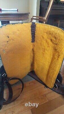 Western Side Saddle Dark Oil Leather Basket Weave Tooled /Silver-18 Seat