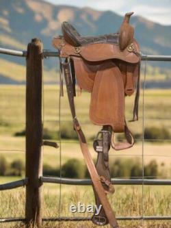 Western Style Riding Saddle, Leather & Sheepskin, C. Anderson Performance Cinch