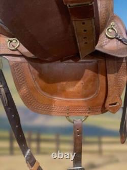 Western Style Riding Saddle, Leather & Sheepskin, C. Anderson Performance Cinch