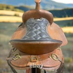Western Style Riding Saddle, Leather & Sheepskin, C. Anderson Performance Cinch