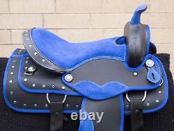 Western Synthetic Trail Barrel Show Horse Saddle Blue Tack Used 14 15 16 17 18