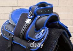 Western Synthetic Trail Barrel Show Horse Saddle Blue Tack Used 14 15 16 17 18