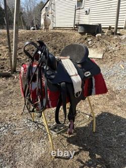 Western Tack Package- King Series Synthetic Saddle, Pad, And String Cinch