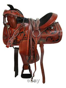 Western Trail Brown Saddle Pleasure Horse Used Leather Tack Set 15 16 17