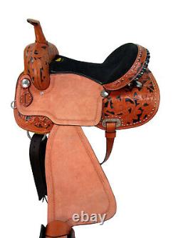 Western Trail Comfy Saddle 17 16 15 Pleasure Horse Tooled Used Leather Tack Set