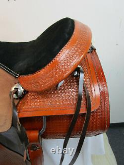 Western Trail Saddle 18 17 16 15 Pleasure Horse Floral Tooled Used Leather Tack