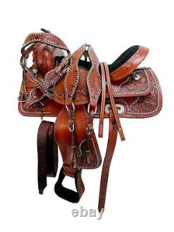 Western Trail Saddle Comfy Pleasure Tooled Used Leather Tack Set 18 17 16 15
