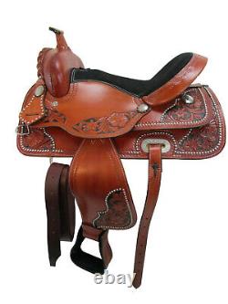 Western Trail Saddle Comfy Pleasure Tooled Used Leather Tack Set 18 17 16 15