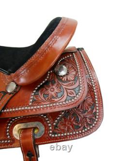Western Trail Saddle Comfy Pleasure Tooled Used Leather Tack Set 18 17 16 15