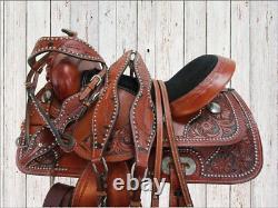 Western Trail Saddle Comfy Pleasure Tooled Used Leather Tack Set 18 17 16 15