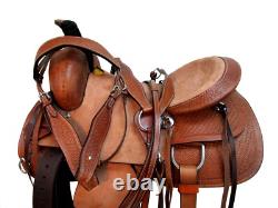 Western Trail Saddle Hard Seat Rough Out Leather Pleasure Used Set 15 16 17 18