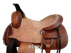Western Trail Saddle Hard Seat Rough Out Leather Pleasure Used Set 15 16 17 18