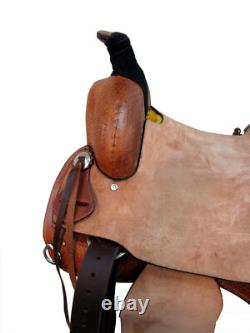 Western Trail Saddle Hard Seat Rough Out Leather Pleasure Used Set 15 16 17 18