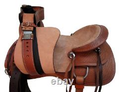 Western Trail Saddle Hard Seat Rough Out Leather Pleasure Used Set 15 16 17 18