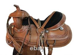 Western Trail Saddle Horse Pleasure Tooled Leather Tack Set 15 16 17 18