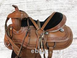 Western Trail Saddle Horse Pleasure Tooled Leather Tack Set 15 16 17 18