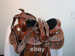 Western Trail Saddle Kids Youth Pony Pleasure Tooled Leather Used Tack 10 12 13