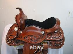 Western Trail Saddle Kids Youth Pony Pleasure Tooled Leather Used Tack 10 12 13