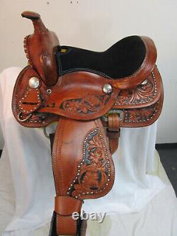 Western Trail Saddle Kids Youth Pony Pleasure Tooled Leather Used Tack 10 12 13