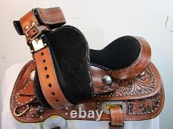 Western Trail Saddle Kids Youth Pony Pleasure Tooled Leather Used Tack 10 12 13