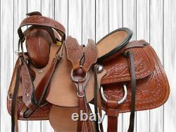 Western Trail Saddle Pleasure Horse Basket Tooled Used Leather Tack 18 16 17 15