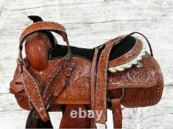 Western Trail Saddle Pleasure Horse Floral Tooled Used Leather Tack 18 16 17 15