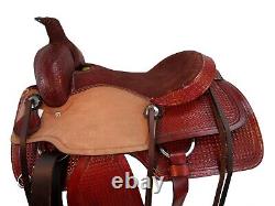 Western Trail Saddle Used Leather Horse Pleasure Tooled Tack Set 15 16 17 18