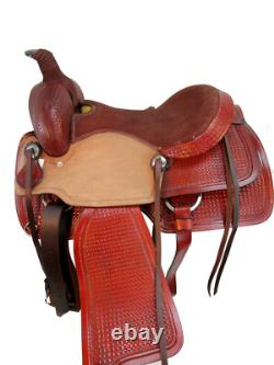 Western Trail Saddle Used Leather Horse Pleasure Tooled Tack Set 15 16 17 18