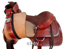 Western Trail Saddle Used Leather Horse Pleasure Tooled Tack Set 15 16 17 18