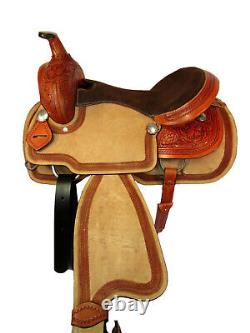 Western Trail Saddle Used Pleasure Horse Floral Tooled Leather Tack 15 16 17 18