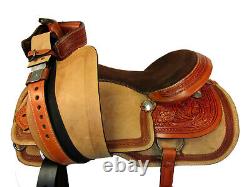 Western Trail Saddle Used Pleasure Horse Floral Tooled Leather Tack 15 16 17 18