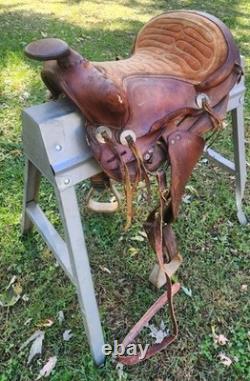 Western Vintage Saddle Leather Horse Rider Used Movie Prop Country Cowboy Pony