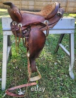 Western Vintage Saddle Leather Horse Rider Used Movie Prop Country Cowboy Pony