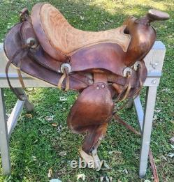 Western Vintage Saddle Leather Horse Rider Used Movie Prop Country Cowboy Pony