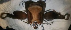 Western Vintage Saddle Leather Horse Rider Used Movie Prop Country Cowboy Pony