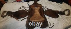 Western Vintage Saddle Leather Horse Rider Used Movie Prop Country Cowboy Pony Western Vintage Saddle Leather Horse Rider Used Movie Prop Country Cowboy Pony