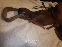 Western Vintage Saddle Leather Horse Rider Used Movie Prop Country Cowboy Pony