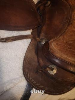 Western Vintage Saddle Leather Horse Rider Used Movie Prop Country Cowboy Pony