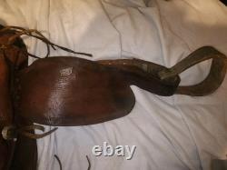 Western Vintage Saddle Leather Horse Rider Used Movie Prop Country Cowboy Pony