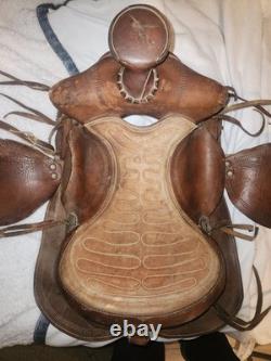 Western Vintage Saddle Leather Horse Rider Used Movie Prop Country Cowboy Pony