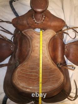 Western Vintage Saddle Leather Horse Rider Used Movie Prop Country Cowboy Pony