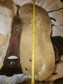 Western Vintage Saddle Leather Horse Rider Used Movie Prop Country Cowboy Pony