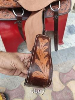 Western pleasure leather Horse Saddle rough out/hard seat 17-inch free shipping